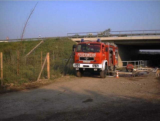 Das Flechtorfer TLF an einer Pumpstation beim Hochwassereinsatz bei Wörlitz (Sachsen-Anhalt)