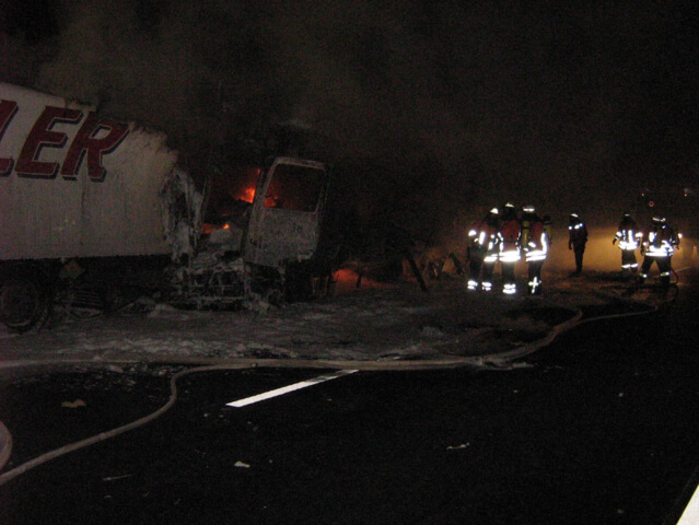 LKW-Brand auf der A2, 2009